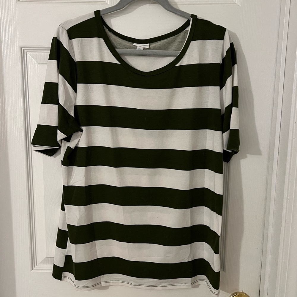 LuLaRoe Gigi Olive Green and White Striped